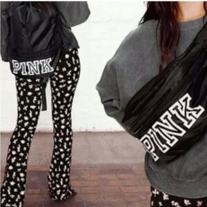 PINK Victoria's Secret Black and White Floral Flare Pants